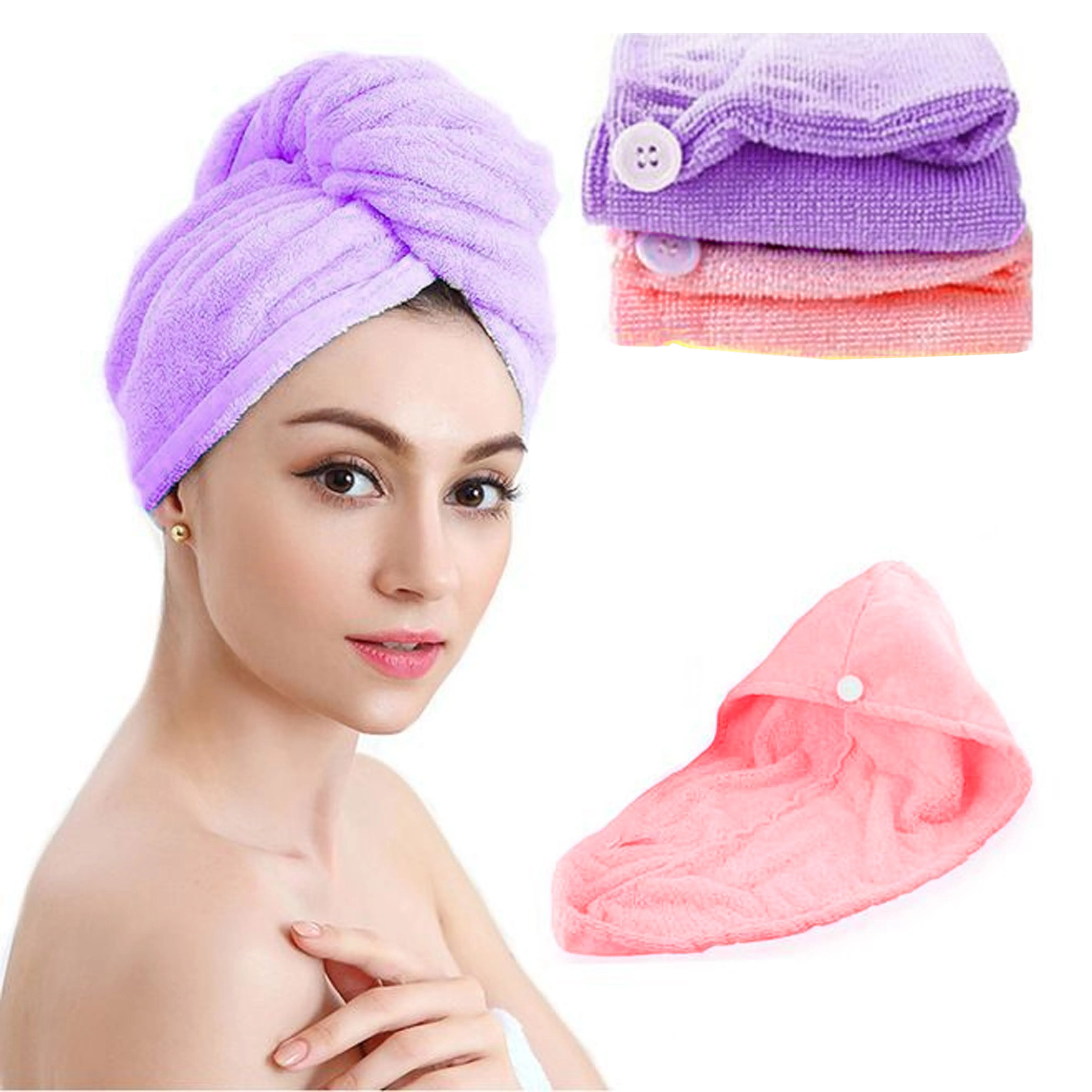 4 Pc Quick Hair Drying Towel Microfiber Wrap Super Absorbent Shower Turban Twist