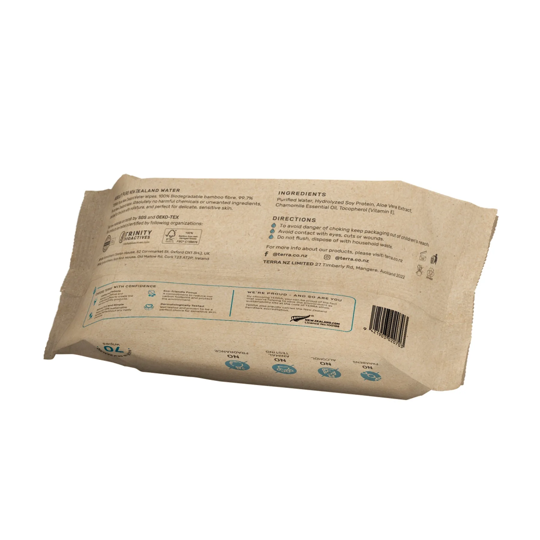 Baby Wipes - NZ Water 70 Pack by Terra