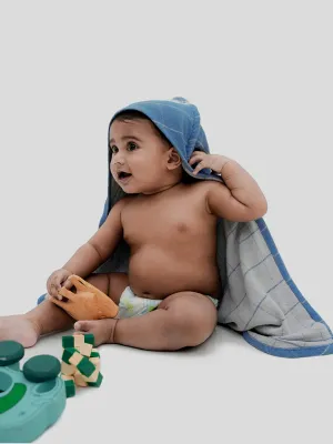 Banana Double Cloth Baby Towel Set- Blue