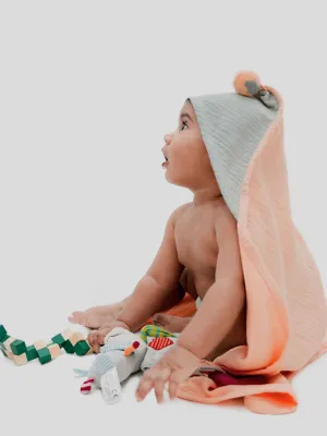 Banana Double Cloth Baby Towel Set- Peach