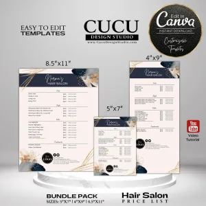 Beauty Salon Price List Menu Template Abstract Design