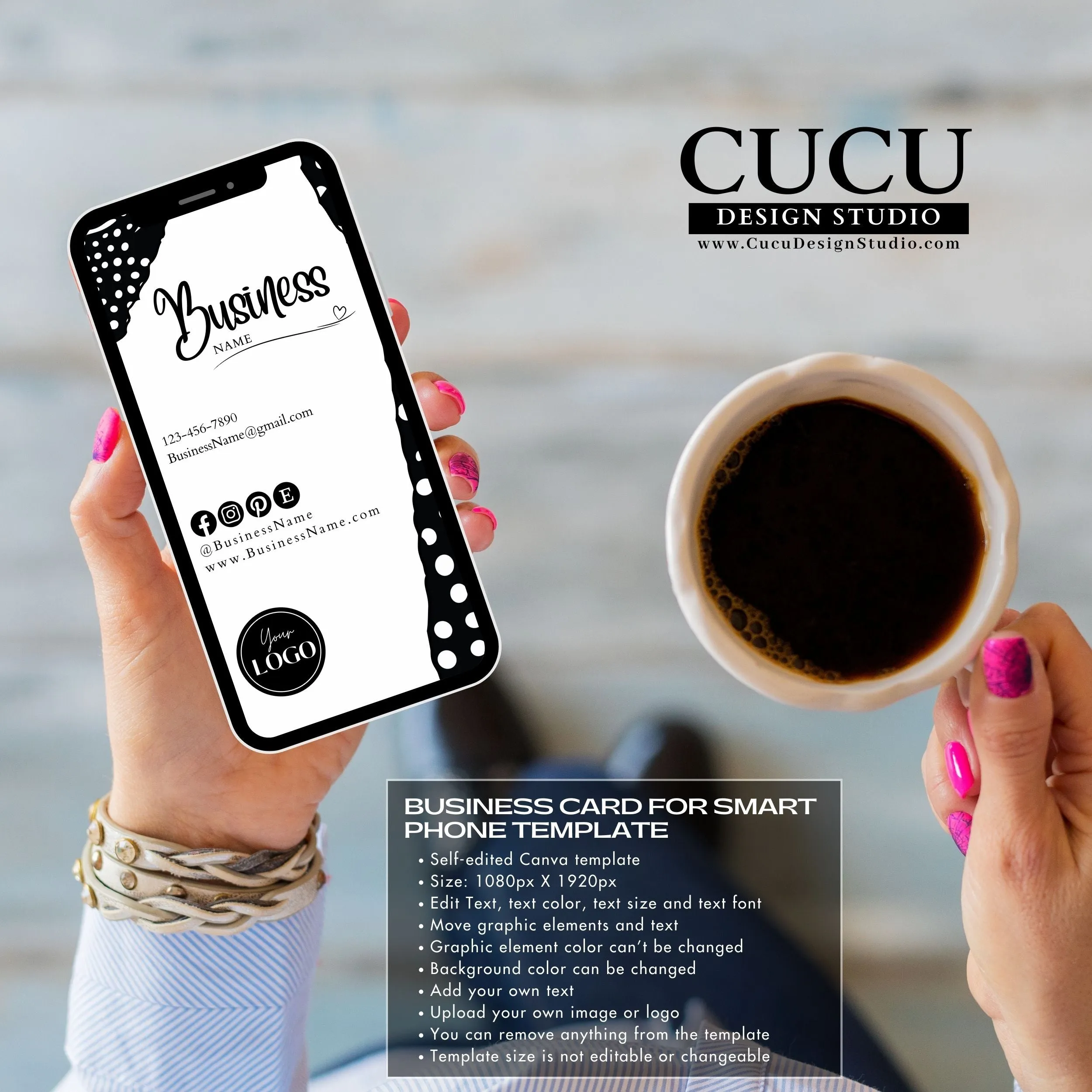 Black White Business Bundle | Price List | Business Card | Thank You Card | Canva Templates