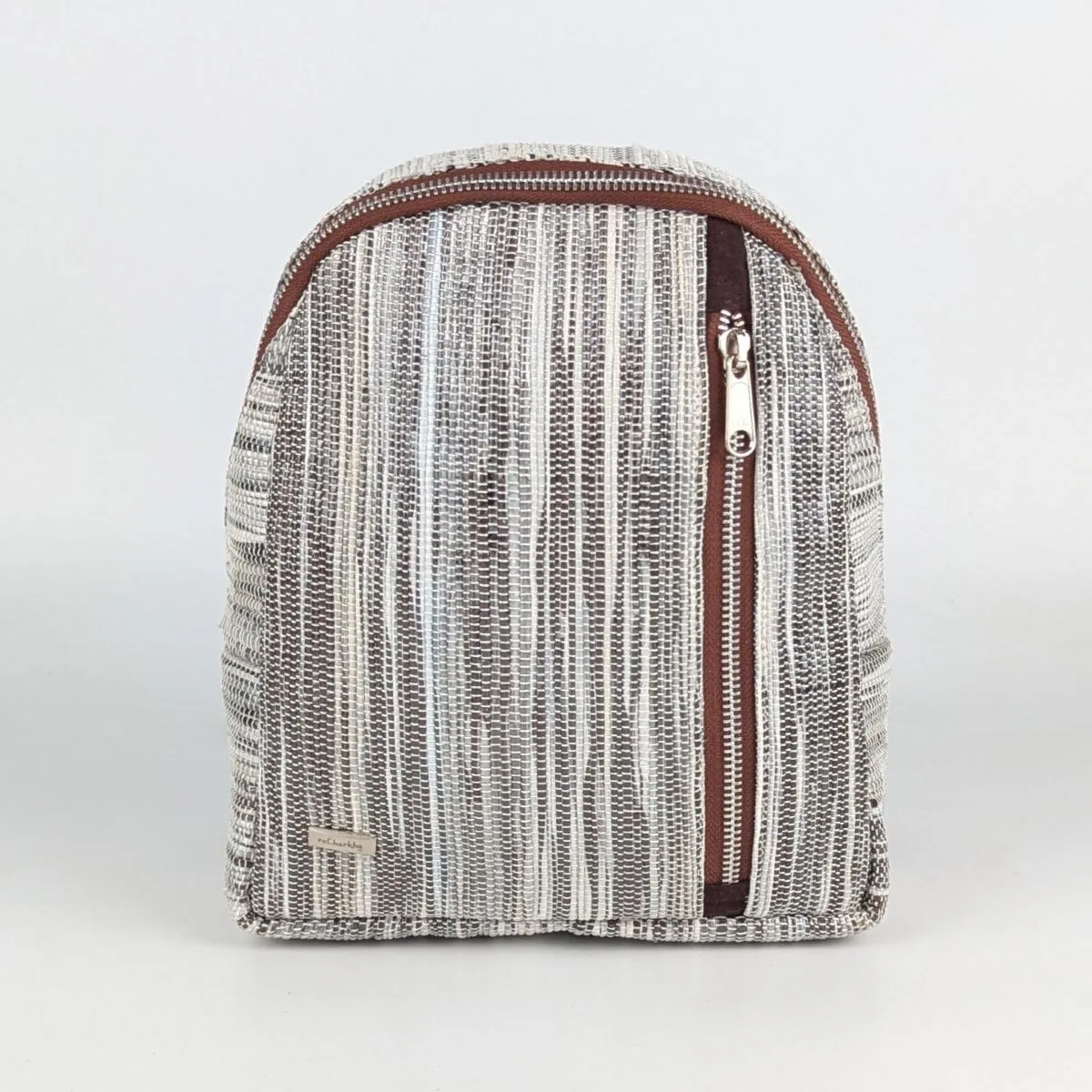 Cassette Tape Brown White Upcycled Handwoven Bug Pack (BPK0125-009) PS_W