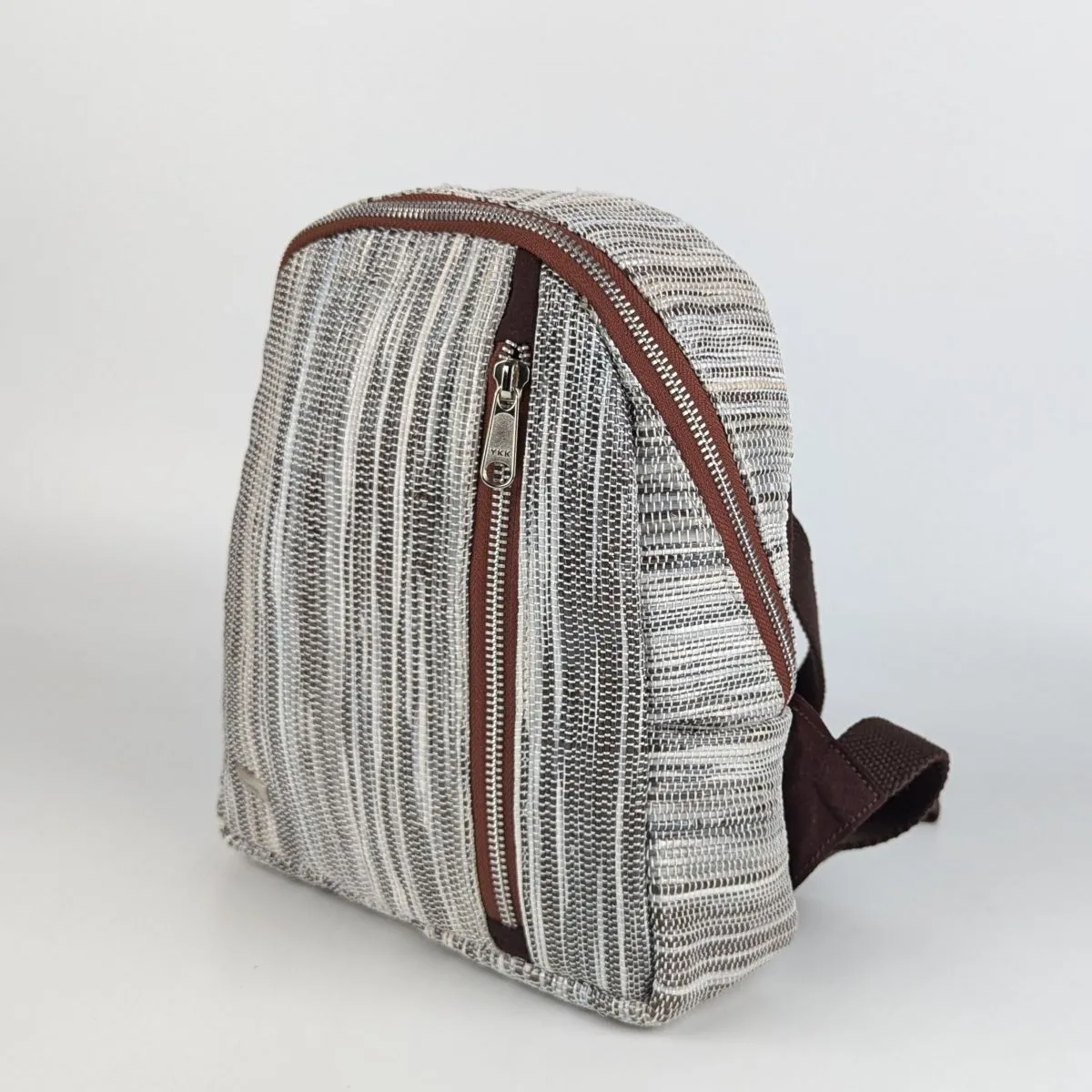Cassette Tape Brown White Upcycled Handwoven Bug Pack (BPK0125-009) PS_W
