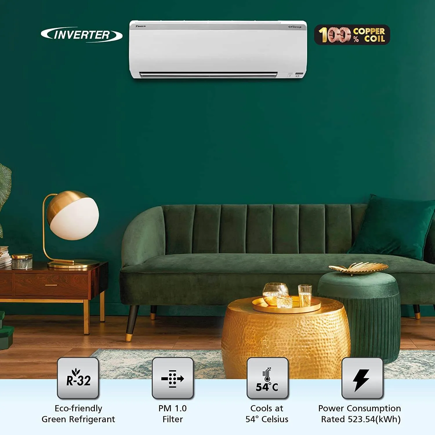 Daikin FTKM35UV16 1.0 Ton 5 Star Inverter Split AC  White