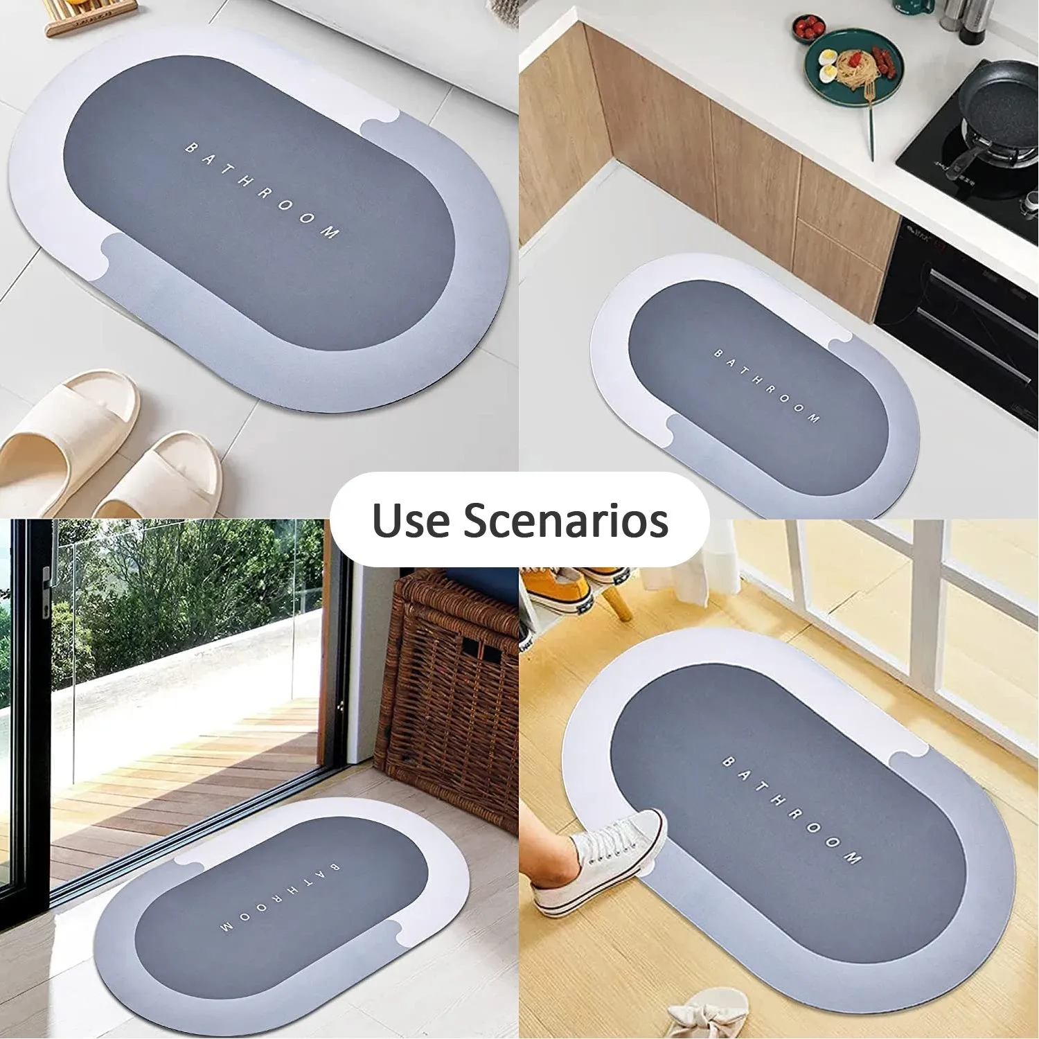 Floor Mat, Bath Mat, Doormat, Bathroom Carpet. Cushion Mat Super Absorbent Soft Carpet, Quick Dry Dirt Barrier for Home, Office