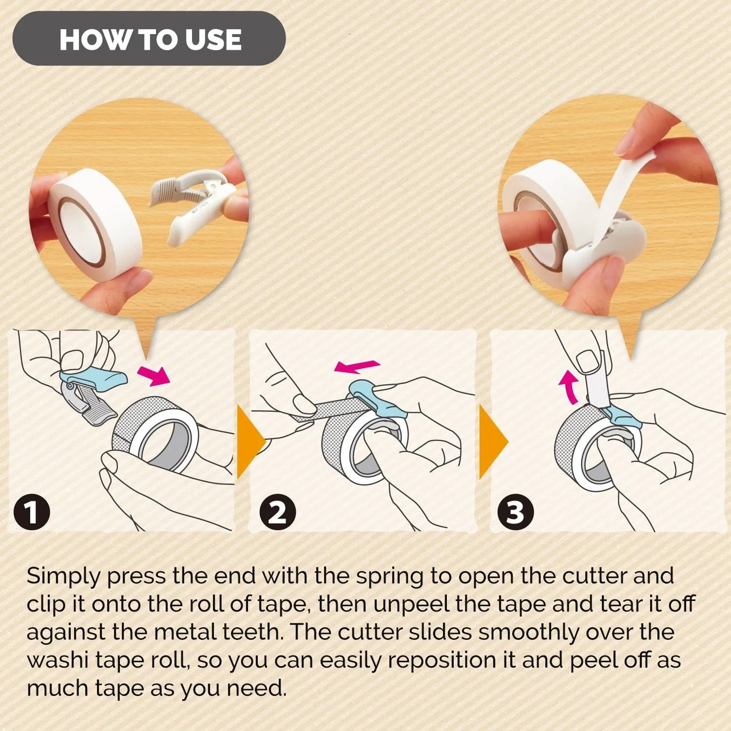Kokuyu Karu Cut Tape Cutter Clip-Type (10-15mm) Pink
