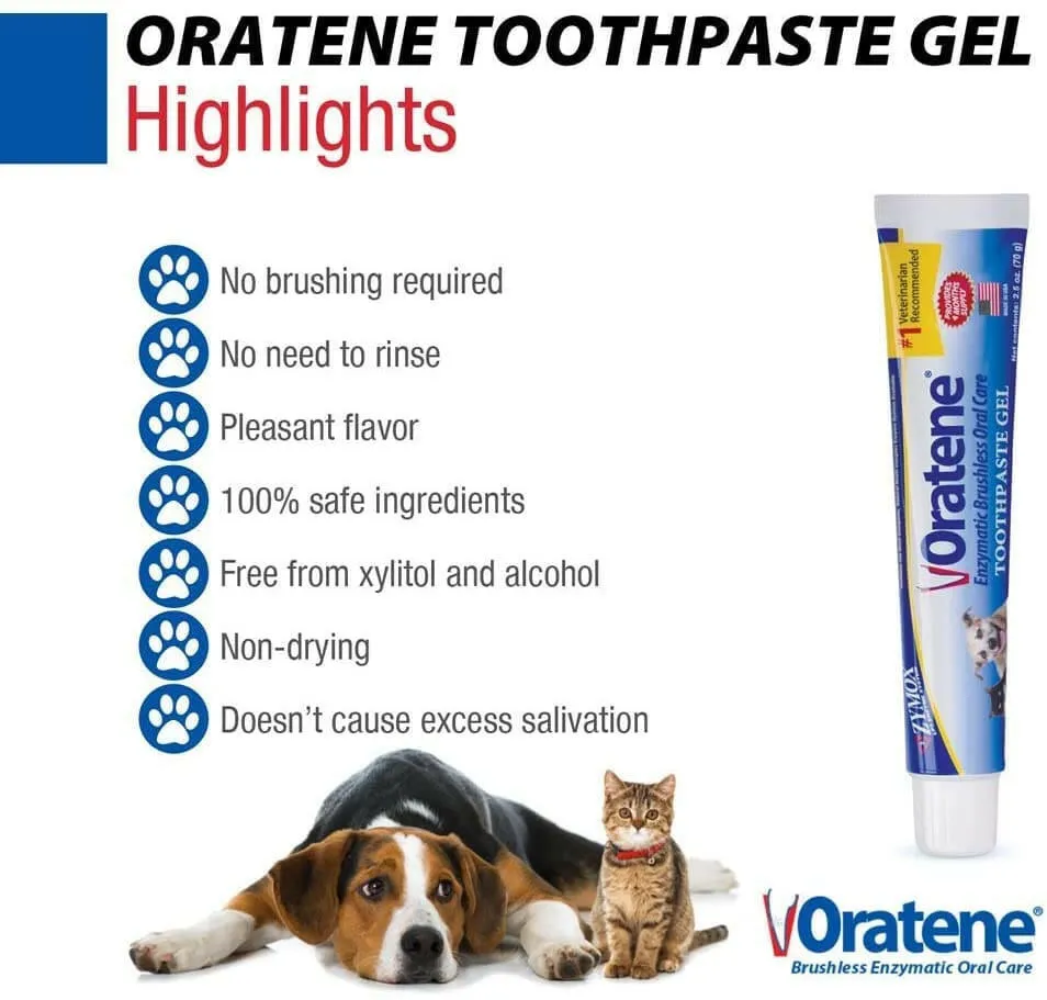 Oratene Brushless Maintenace Toothpaste Gel for Dogs & Cats (2.5oz)