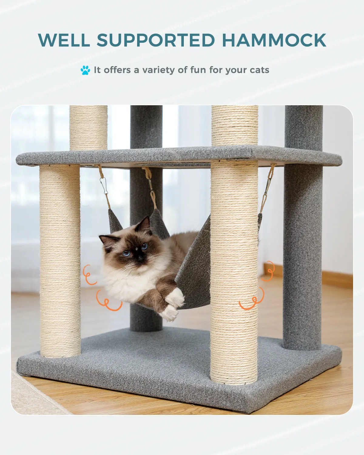 PAWZ Road 52" Tall Level Wooden Large Hammock Cat Tree