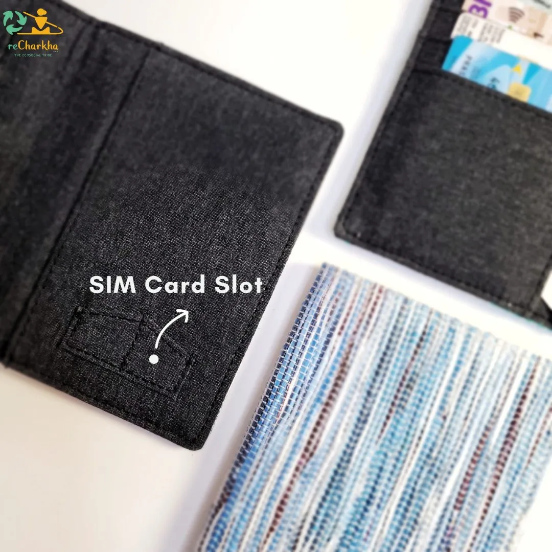 Shimmery Yellow White Upcycled Handwoven Passport Cover (PC0624-010) PS_W