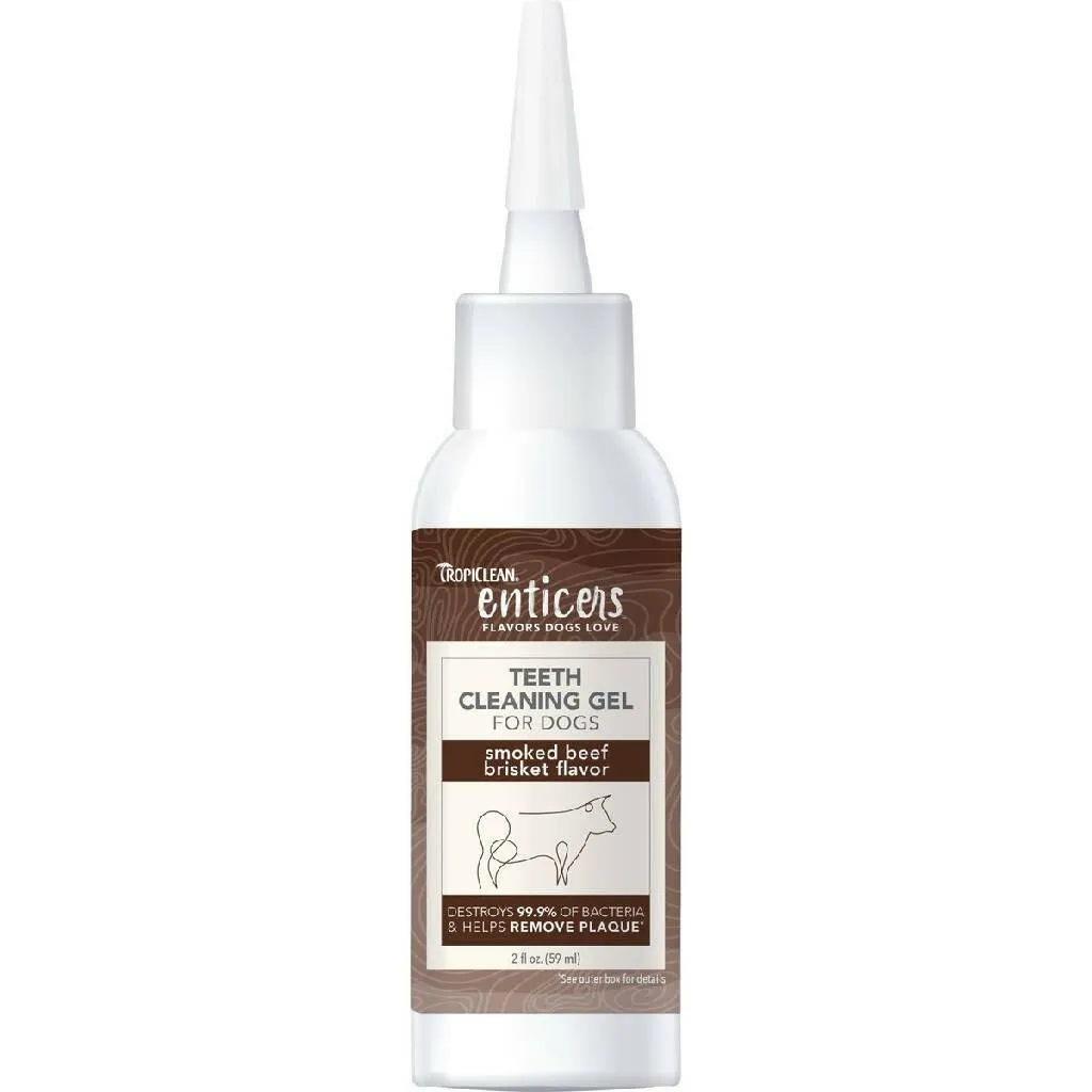 TropiClean Enticers Dental Cleaning Gel for Dogs Smoked Brisket Flavor