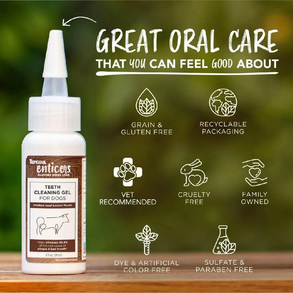 TropiClean Enticers Dental Cleaning Gel for Dogs Smoked Brisket Flavor
