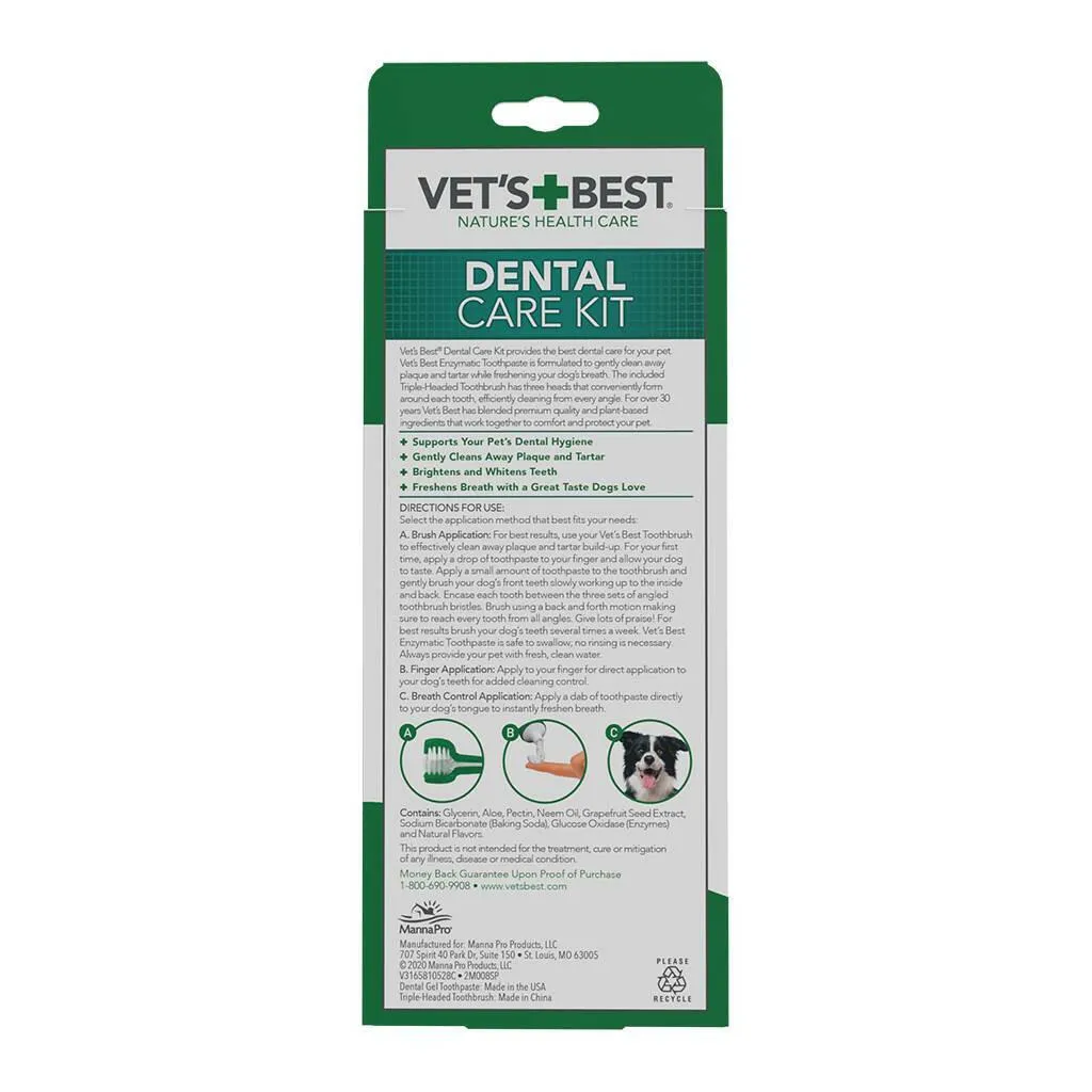 Vet’s Best Toothbrush and Enzymatic Toothpaste Set For Dogs